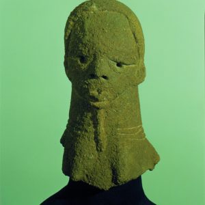 thumbnail of Male Head from Sokoto culture, Nigeria. medium: terracotta. date: unknown. height: 8 inches