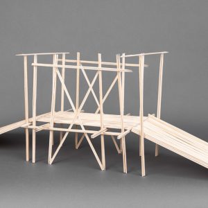 thumbnail of The Rushed Bridge by Jose Alejandre. medium: wood. date: 2021. dimensions: 11.5 x 34 x 5 Inches 