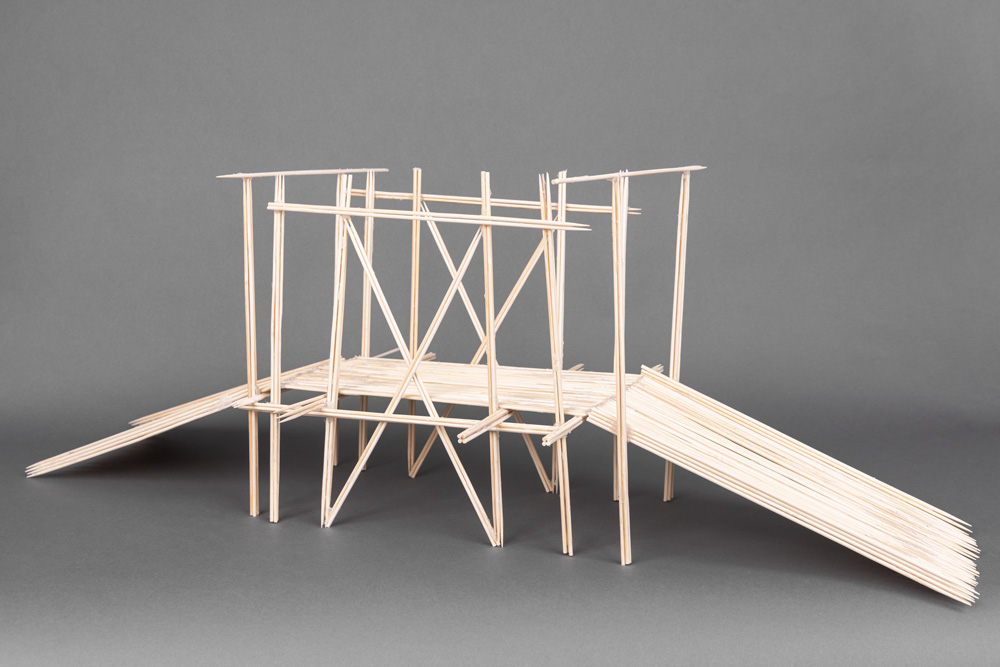 thumbnail of The Rushed Bridge by Jose Alejandre. medium: wood. date: 2021. dimensions: 11.5 x 34 x 5 Inches 
