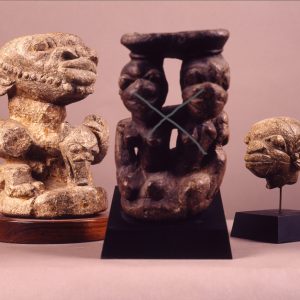 thumbnail of Group of Nomoli (A, B, C) from Sape Confederation, Sierra Leone. medium: steatite. date: unknown. height: 9, 3.75, 7 inches