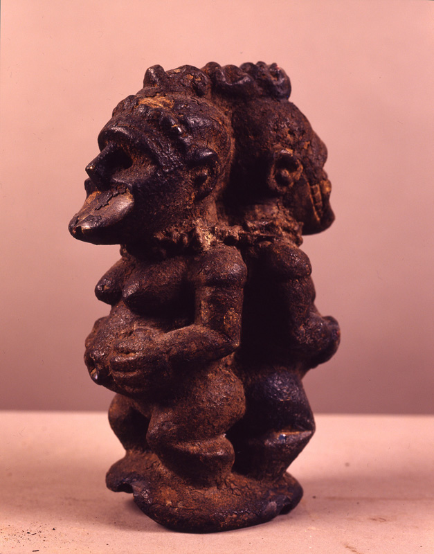 thumbnail of Male and Female, carrying cadaver from Sierra Leone/Guinea. medium: steatite. date: unknown. height: 9.25 inches