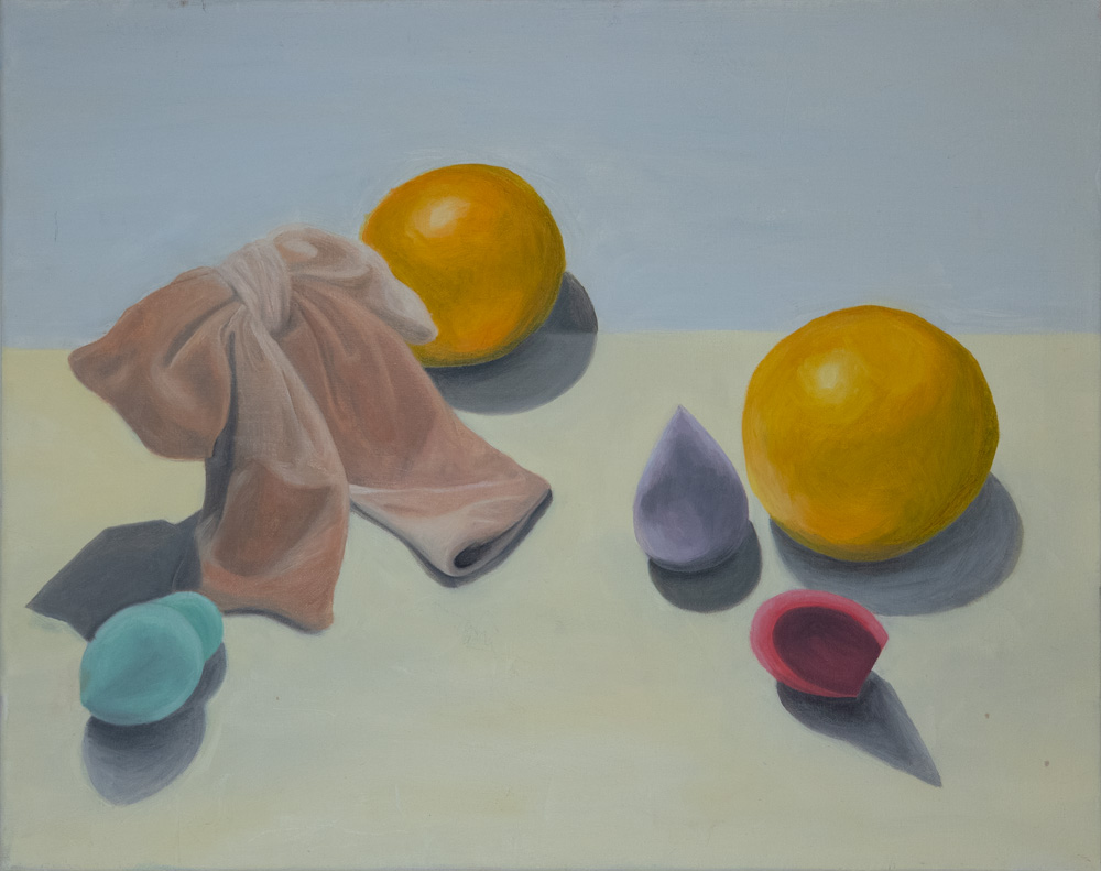 thumbnail of Ribbon & Oranges; still life by Bora Kim. medium: oil on canvas. date: 2021. dimensions: 16 x 20 inches