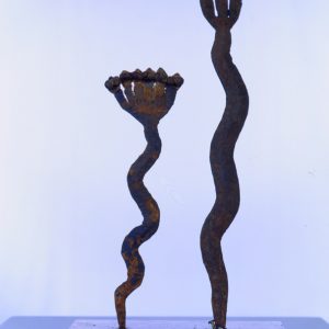 thumbnail of Forged Iron Snakes from Gan, Burkina Faso. medium: iron and bronze. date: unknown. height: 10 and 14 inches