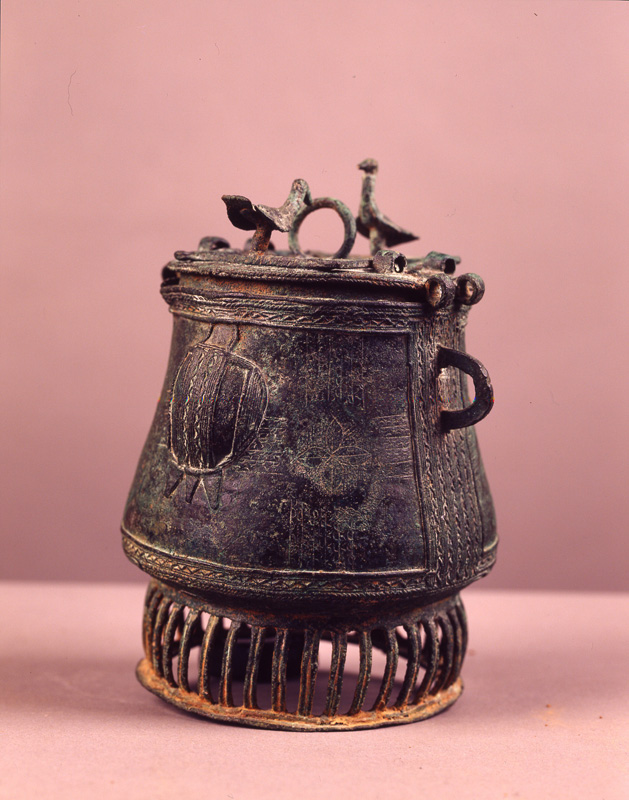 thumbnail of Kuduo Lidded Container from Asante, Ghana Leone. medium: bronze. date: unknown. height: 10 inches