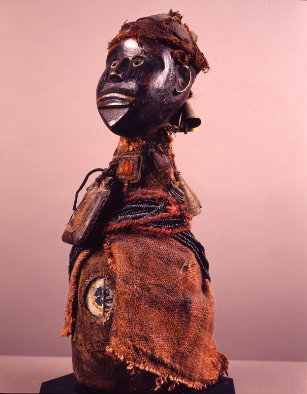 thumbnail of Pomdo (pom’wama) from Kissi, Guinea. medium: wood, textile. date: unknown. height: 16 inches