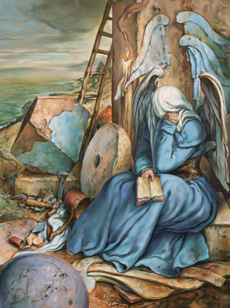 thumbnail of Six Wings for One by American artist Samuel Bak. medium: oil on canvas. date: 2006. dimensions: 40 x 30 in