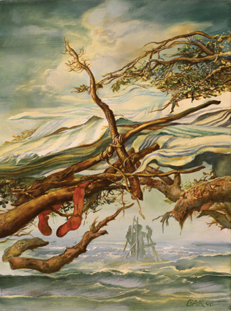 thumbnail of High Wind by American artist Samuel Bak. medium: oil on canvas. date: 2006. dimensions: 16 x 12 in