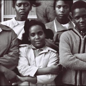 thumbnail of Quinta Harvel, Age 10 with teenage Voting Rights Demonstrators by Dan Budnik. medium: silver gelatin print. date: March, 1965. dimensions: 8.25 x 12 inches