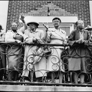 thumbnail of Church mothers outside Mt. Zion AME Church by Dan Budnik. medium: silver gelatin print. date: March, 1965. dimensions: 7.875 x 11.75 Inches 