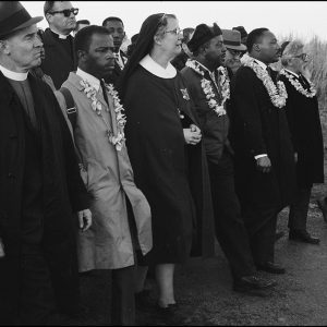 thumbnail of Clergy leading the march on Montgomery by Dan Budnik. medium: silver gelatin print. date: March, 1965. dimensions: 8.25 x 12.25 inches