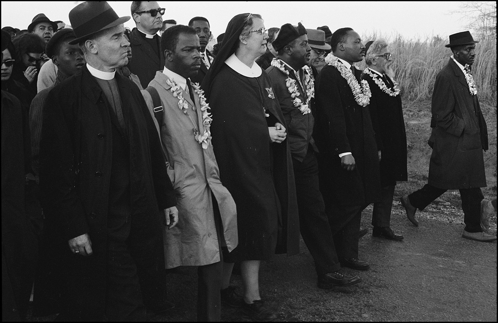 thumbnail of Clergy leading the march on Montgomery by Dan Budnik. medium: silver gelatin print. date: March, 1965. dimensions: 8.25 x 12.25 inches