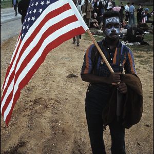 thumbnail of Young marcher with Zinc Oxide voting message by Dan Budnik. medium: silver gelatin print. date: March, 1965. dimensions: 12.125 x 8.125 inches