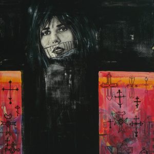 thumbnail of Crossroad by Russian American artist Yelena Tylkina. medium: mixed media on wood. date: 1998. dimensions: 29 x 19 x 3 inches
