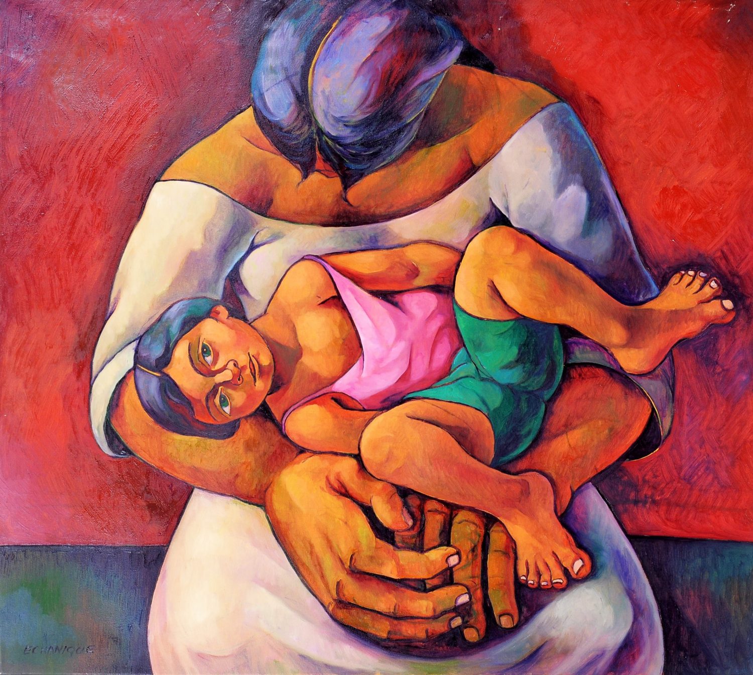 thumbnail of Untitled work by Ecuadorian artist Robin Echanique. medium: oil on canvas. Dimensions: 39 x 35 inches. date: unknown