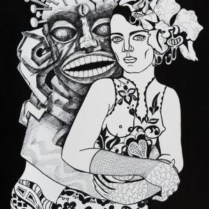 thumbnail of Fetish Girl by Russian American artist Yelena Tylkina. medium: ink on paper. Date: 2007. dimensions: 22 x 30 inches.
