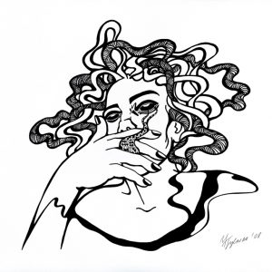 thumbnail of Kinky with love by Russian American artist Yelena Tylkina. Medium: ink on paper. date: 2008. dimensions: 20 x 26 inches