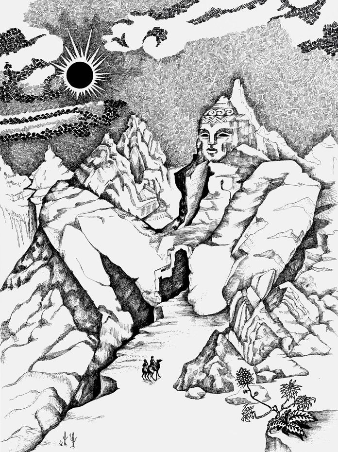 thumbnail of Mountains by russian american artist Yelena Tylkina. medium: ink on paper. date: 2008. dimensions: 22 x 30 inches