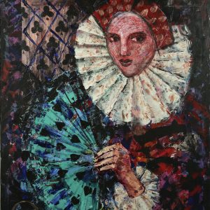 thumbnail of Player by Russian American artist Yelena Tylkina. medium: acrylic on canvas. date: 1996. dimensions: 36 x 48 inches