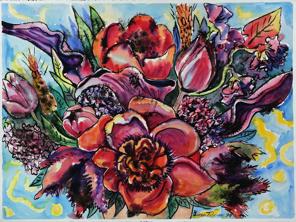thumbnail of Red Bouquet by Russian American artist Yelena Tylkina. medium: watercolor on paper. date: 1999. dimensions: 31 x 42 inches