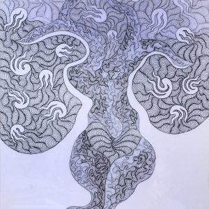 thumbnail of Man Blade Two by Ecuadorian artist Monica Sarmiento. medium: Pencil Ink on Paper. Dimensions: 31.5 x 23.6 inches. date: 2007