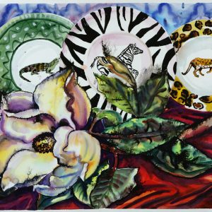thumbnail of Three Plates by Russian American artist Yelena Tylkina. medium: watercolor on paper. date: 2001. dimensions: 31 x 42 inches