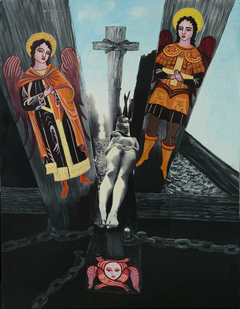 thumbnail of Trinity by russian american artist Yelena Tylkina. medium: mixed media on wood. date: 1997. dimensions: 27 x 19 x 3 inches