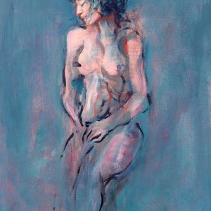 thumbnail of Nude by Ecuadorian artist Carlos Viver. medium: acrylic on canvas. Dimensions: unknown. date: 1990
