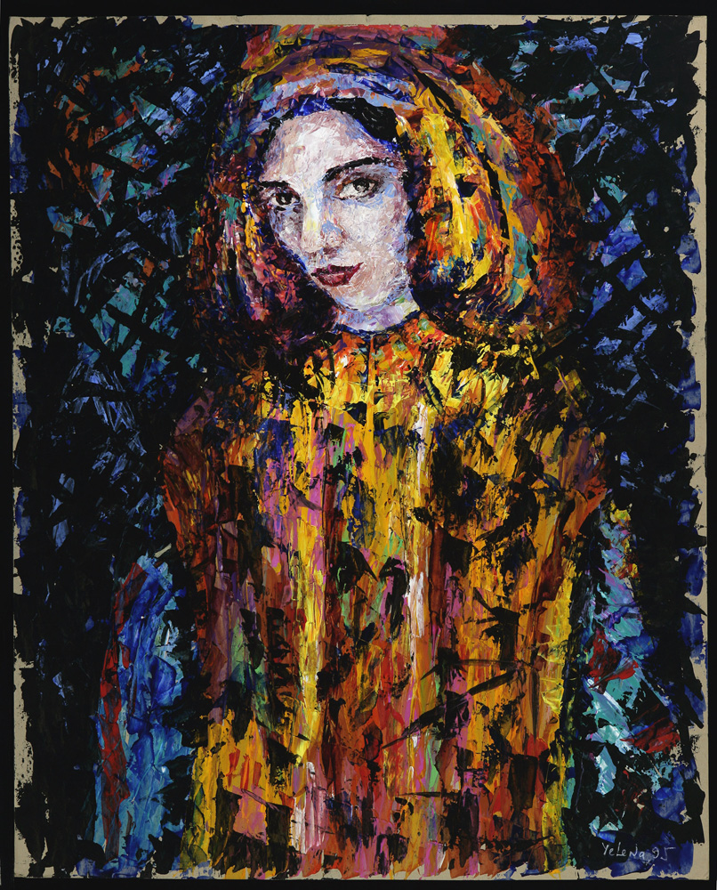 thumbnail of Woman in Yellow by Russian American artist Yelena Tylkina. medium: acrylic on cardboard. date: 1995. dimensions: 31 x 42 inches