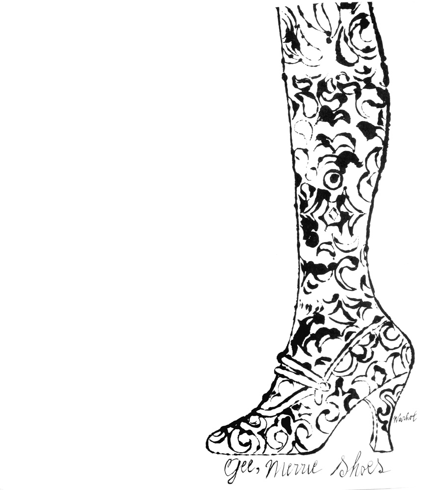 thumbnail of Shoe and Leg, Circa by Andy Warhol from New York, U.S. medium: Offset lithograph on paper, from the series Gee Merril Shoe. date: 1955. dimensions: 9.2 x 8 inches.