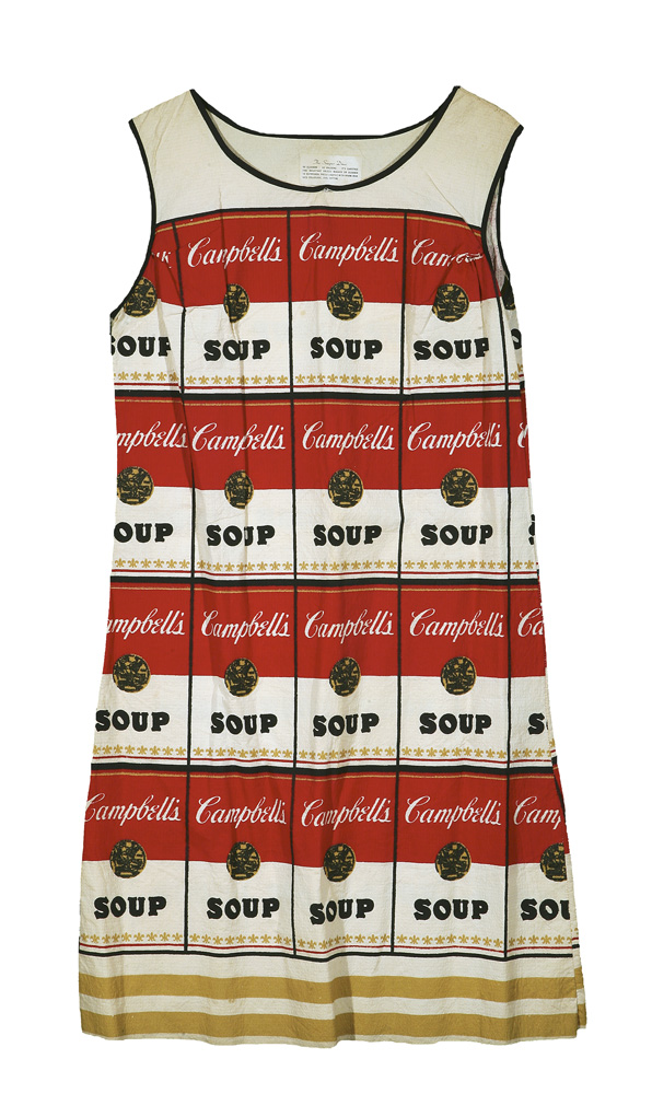 thumbnail of The Souper Dress by Andy Warhol from New York, U.S. medium: Silkscreen in color on Cotton. date: 1960. dimensions: 39 x 22 inches.