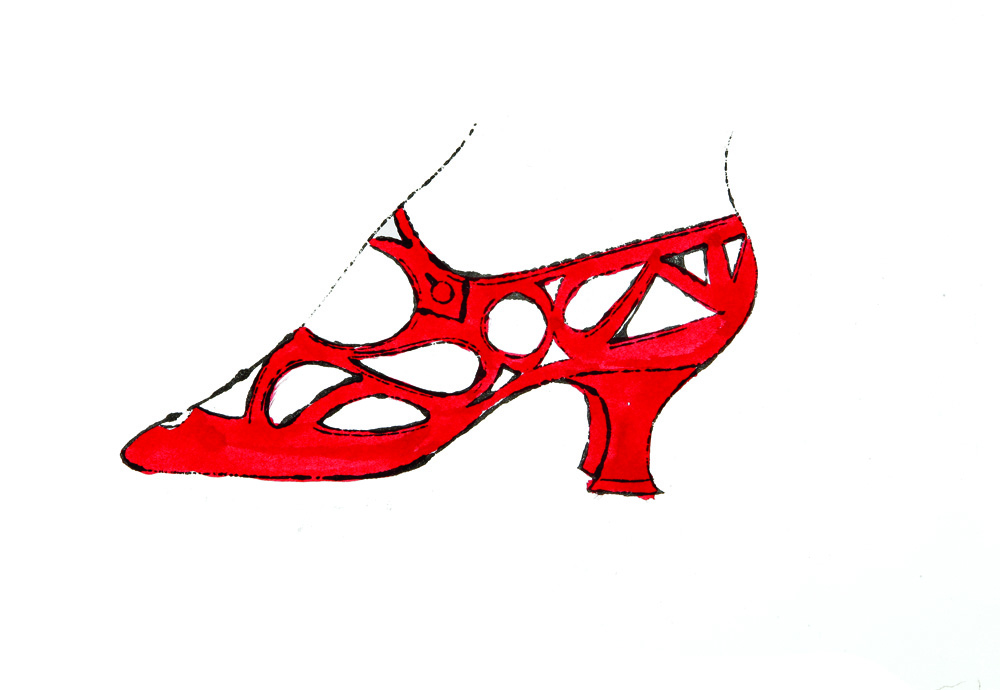 thumbnail of Red Shoes by Andy Warhol from New York, U.S. medium: Offset lithograph, hand colored in red water color on paper. date: 1955. dimensions: 10 x 14 inches.