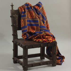 thumbnail of Kente Cloth from Asante, Ghana. medium: Cotton, silk weave. dimensions: unknown. date: unknown.