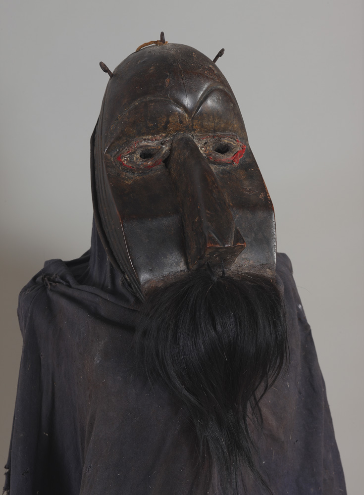 thumbnail of Initiation Mask from Kpelle (Guerze), Liberia/Guinea. medium: wood, metal, fabric. date: unknown. dimensions: unknown.