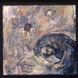 thumbnail of December (In Memory) by artist Miriam Beerman. medium: oil, mixed media on canvas. date: 1992. dimensions: 76 x 79 inches