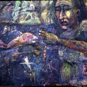 thumbnail of Gulag, Feeding the Muse by artist Miriam Beerman. medium: oil on canvas. date: 1990. dimensions: 58 x 103.5 inches