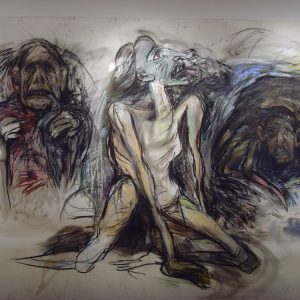thumbnail of Hunger Artist by artist Miriam Beerman. medium: charcoal on paper. date: 1987. dimensions: 72 x 72 inches