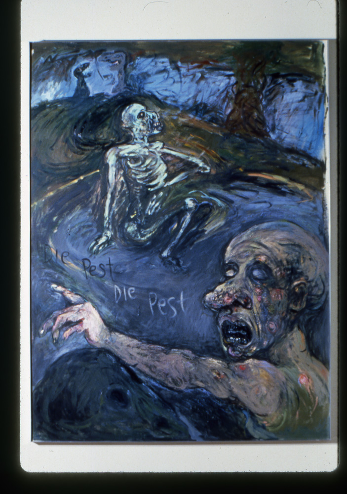 thumbnail of Boils, from the Plague Series by artist Miriam Beerman. medium: oil on canvas. date: 1987. dimensions: 87 x 66 inches