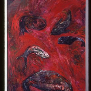 thumbnail of River of Blood, from the Plague Series by artist Miriam Beerman. medium: oil on canvas. date: 1986. dimensions: 98.25 x 63.75 inches