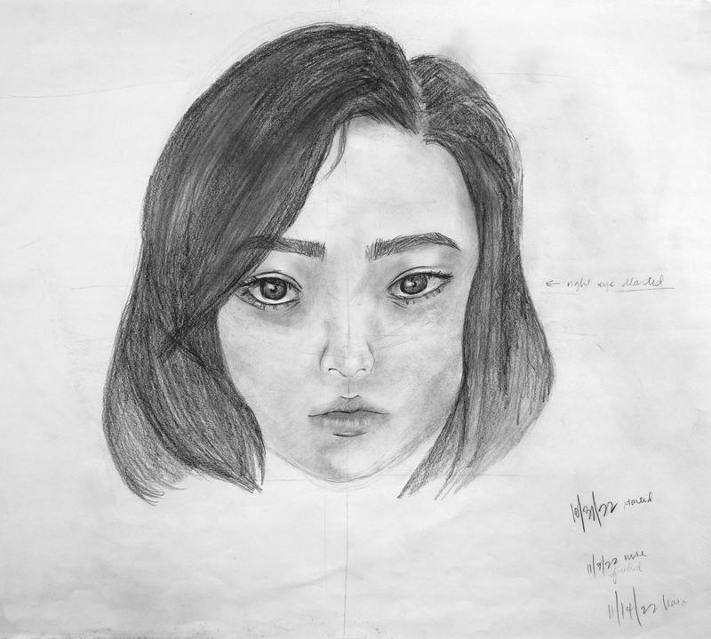 thumbnail of Self Portrait by artist Emmanoelle Aguilar. Graphite on paper, 2022. 18x24 inches