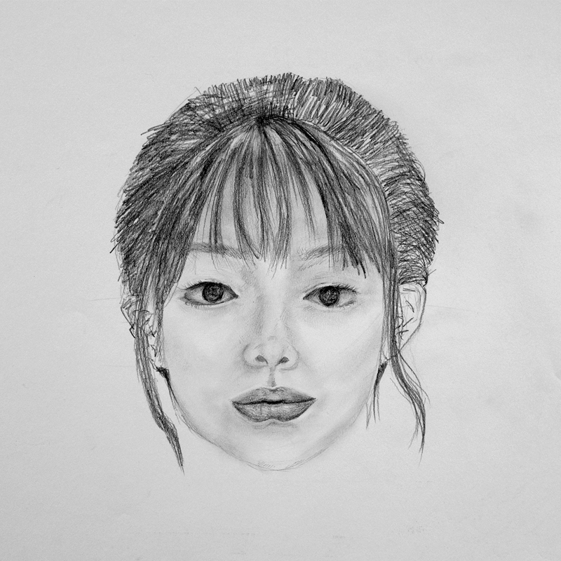 thumbnail of My Face by artist Feifei Chen. Graphite on paper, 2022. 18x24 inches