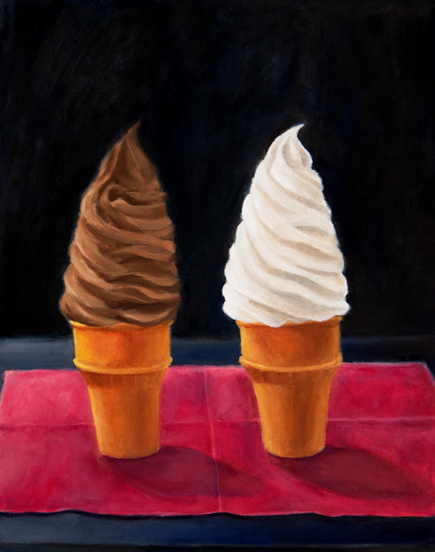 thumbnail of Two Cones by artist Sharon Whinston. Oil on canvas, 2022. 16x20 inches