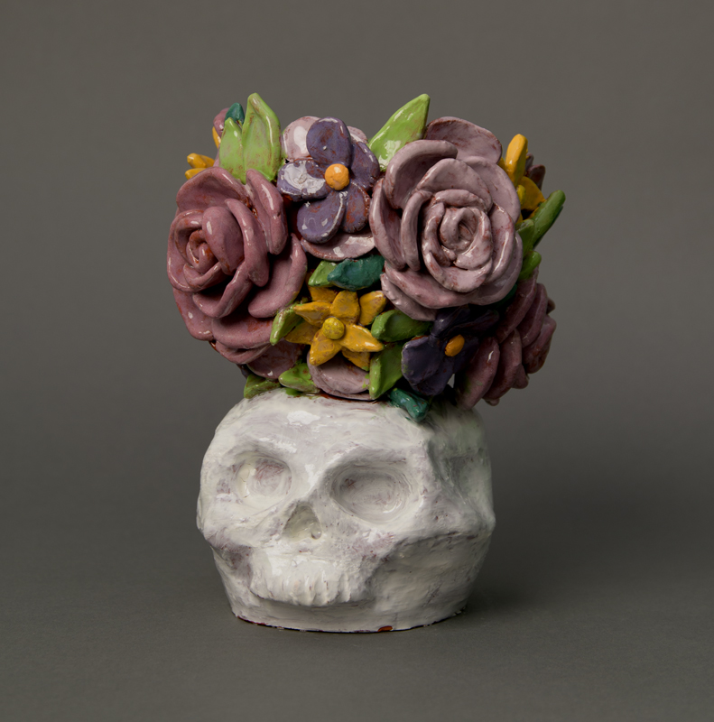 thumbnail of Life & Death by artist Ian Crystal. Low fire clay and glaze, 2022. 7.5x6x6 inches