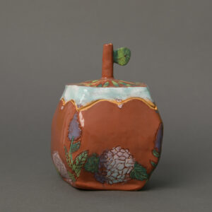 thumbnail of Love grows, Flowers too, by artist Michelle Chen. Low fire clay and glaze, 2022. 7x4.5x3.5 inches