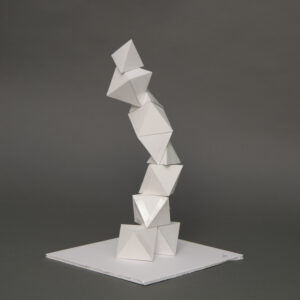 thumbnail of The Dancer by artist Jennifer T. Velecela. Folded paper and adhesive, 2022. 12x5x3 inches