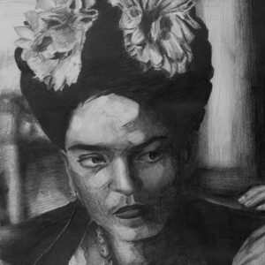 thumbnail of Frida Kahlo Study by artist Judeah Martin. Graphite on paper, 2022. 18x14 inches